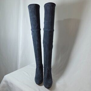 Stuart Weitzman Teal Blue Over the Knee Suede Boots, Size 5.5M